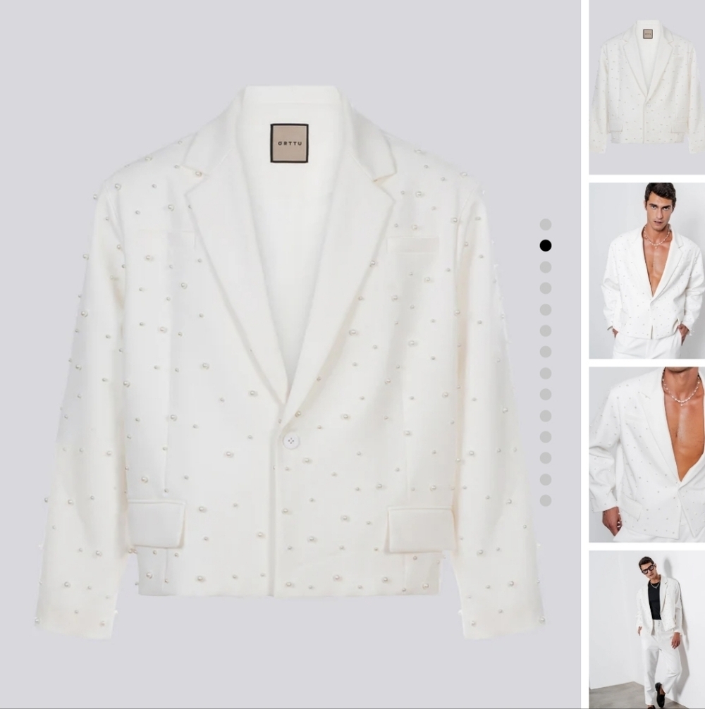 Orttu Naoki Jacket Pearls Loss Fit Retail $295 Color: Off-White Nwot One Size — image 7 of 8